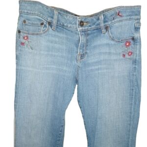Lucky Brand Embroidered Flowers Hippie BootCut Stretch Jeans Floral Boot Cut 6